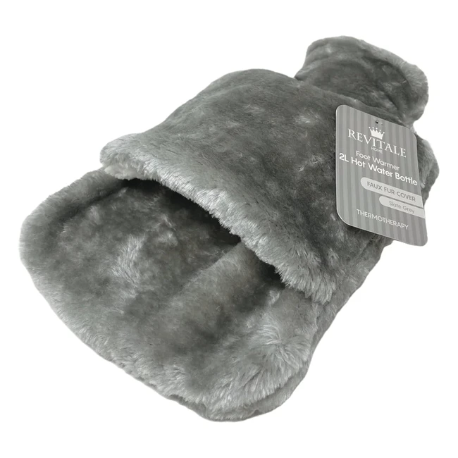 Revitale Foot Warmer Hot Water Bottle Slate Grey - Cozy Fleece Fur Foot Pouch