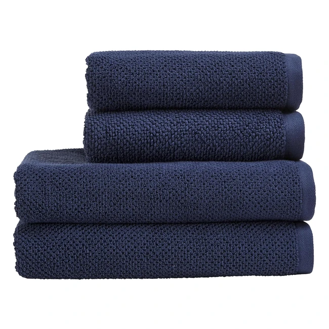 Christy Brixton Bath Towel Set - 4 Piece - Midnight Navy Blue - Super Absorbent 