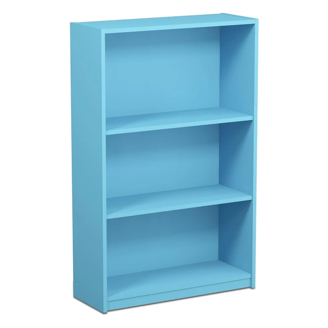 Furinno Jaya Simple Home 3-Tier Adjustable Shelf Bookcase Light Blue - Stylish Design, Adjustable Shelves, Durable Material