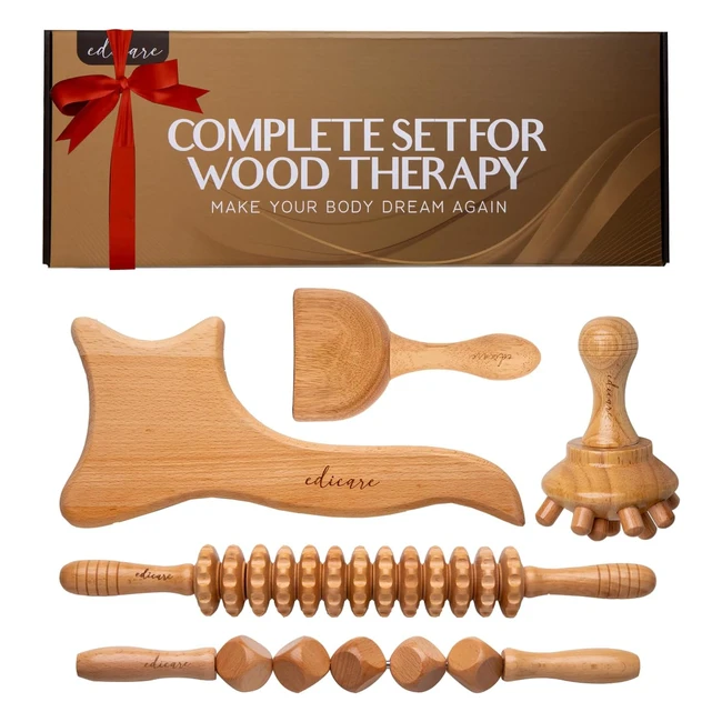 Kit Maderothérapie Anti-Cellulite - Edicare - Réf. 5P-BOIS - Massage Jambes Dos - Esthétique