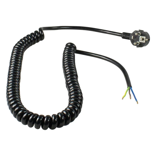 Cable Espiral Conexión Negro 230V - Schwabe 70428 - Extensión 2m a 4m