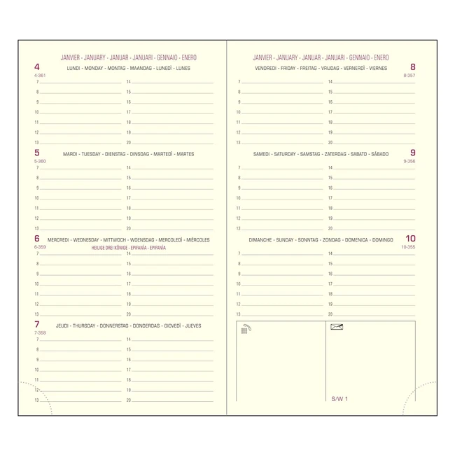 Recharge Agenda Exacompta Eurotime 16 16870E - Janvier Décembre 2024