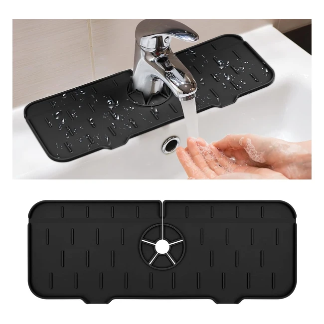 Ainiv Alfombrilla para Fregadero de Silicona - Protector de Cocina - Negro