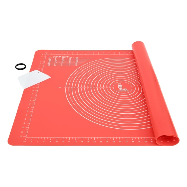 Super Kitchen Extra Large Silicone Baking Mat with Dough Scraper 71x51cm - Red