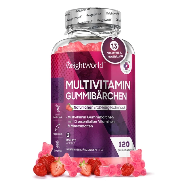 Multivitamin Gummy Bears 120 Stck 14 Vitamine  Mineralstoffe Vitamin C D3 Bio