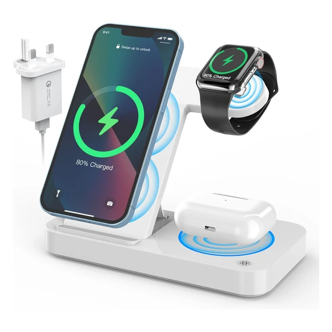 4 in 1 Wireless Charger Foldable Stand 18W Fast Charging for iPhone Samsung Airpods Apple Watch