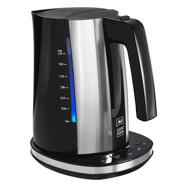 Hervidor de Agua Melitta II Look Aqua Deluxe 102604 BK SST 2400W 17L Temperatura Regulable 80C 95C 100C