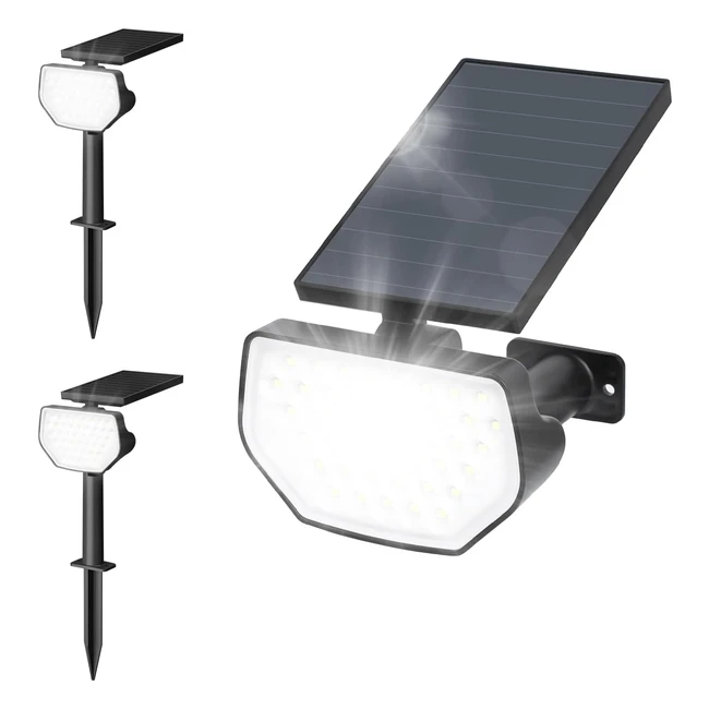 LEPRO Solar Spot Lights Outdoor 2Pack 43LED IP65 Waterproof 2 Lighting Modes