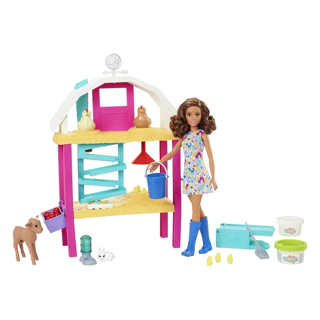 Barbie Doll & Playset with Coop Animals, Dough Molds, and More - HGY88