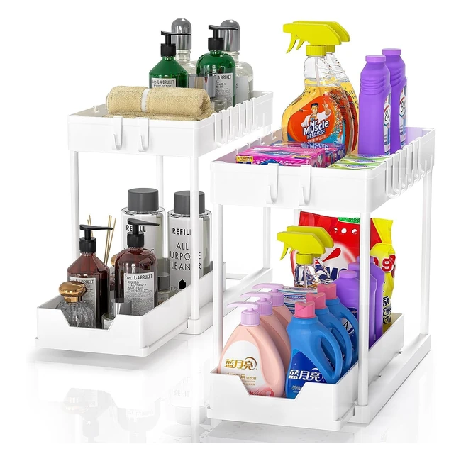 Organizer Meltrck per Armadietto 2 Pezzi - Estraibile con 16 Ganci Bianco