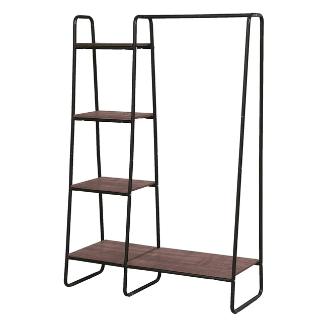 Iris Ohyama Garment Rack PIB3 - Modern Metal Clothing Rack with Tiers and Shelf - Brown/Black