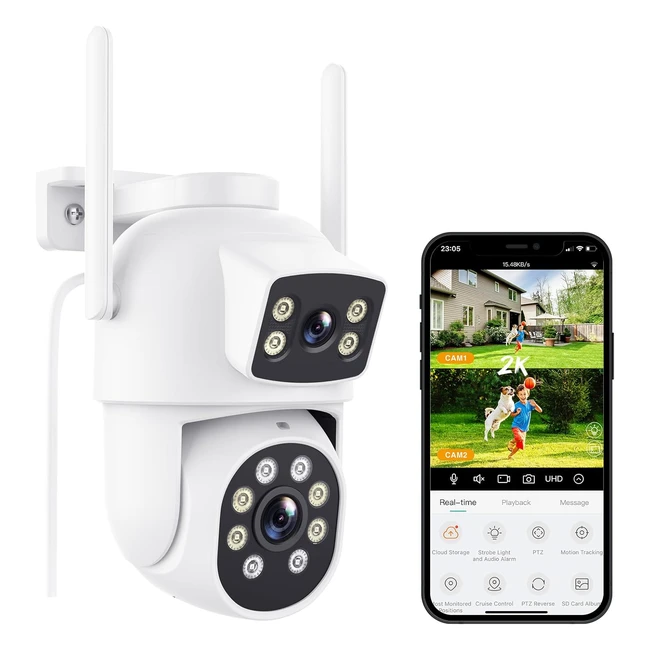 Camera Surveillance Extérieure Reobiux 25K WiFi PTZ 360 IP Double Objectif Vision Nocturne