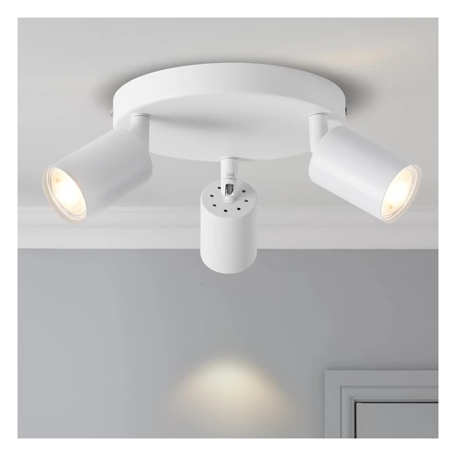 Anwio 3 White Spot Ceiling Lights GU10 Industrial Adjustable Indoor Lamp