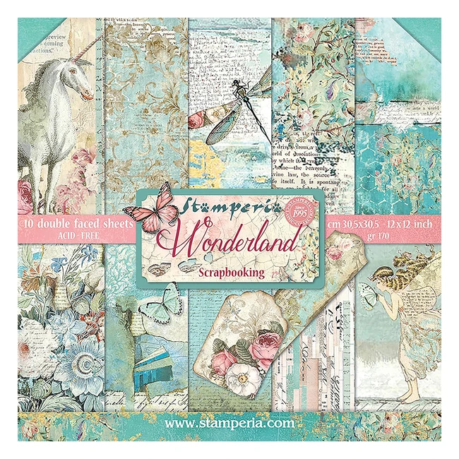 Bloc de papel Stamperia SBBL38 doble cara 305 x 305 cm - Wonderland Multicolor