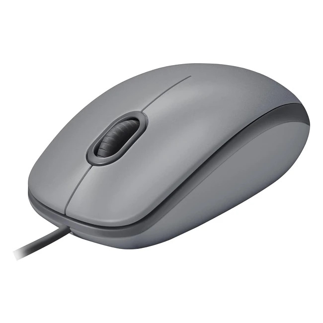 Logitech M110 Kabelgebundene USB-Maus leise Tasten komfortables Design für PC Mac Laptop grau