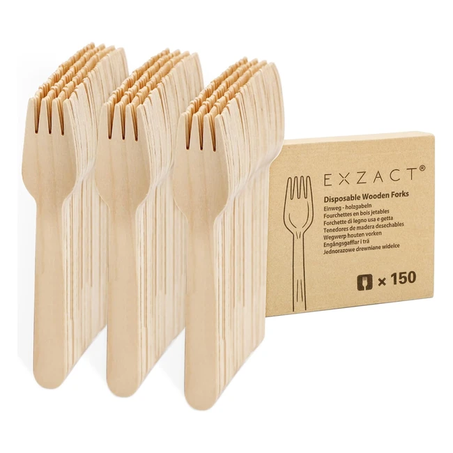 Exzact Fourchettes en Bois Jetables 150 Pcs Recyclables Camping Voyage Barbecue
