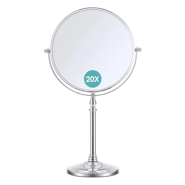 Miroir Grossissant 20x Double Face Rotation 360 Degrés 19cm - Maquillage Précis et Facile