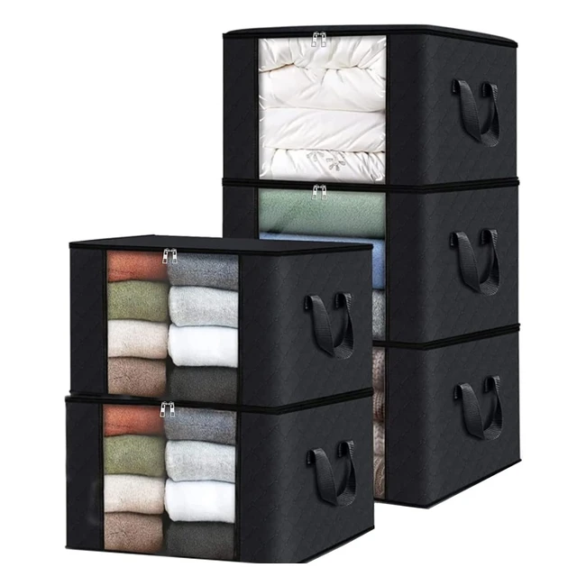 Large Capacity Clothes Storage Bags 90L 5 Pack - Wardrobe Organiser Moving Boxes