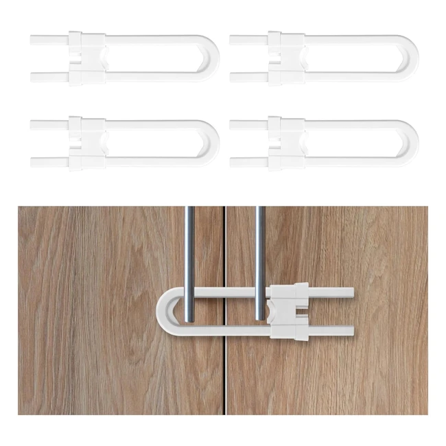 Vicloon Sliding Cabinet Locks 4 Pcs U-Shaped Child Proof Latch - Easy Install  