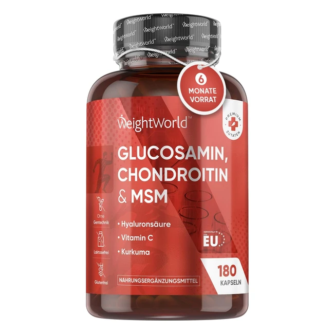 Glucosamin Chondroitin MSM 1560mg 6 Monate Vorrat 180 Kapseln mit Vitamin C Kurk