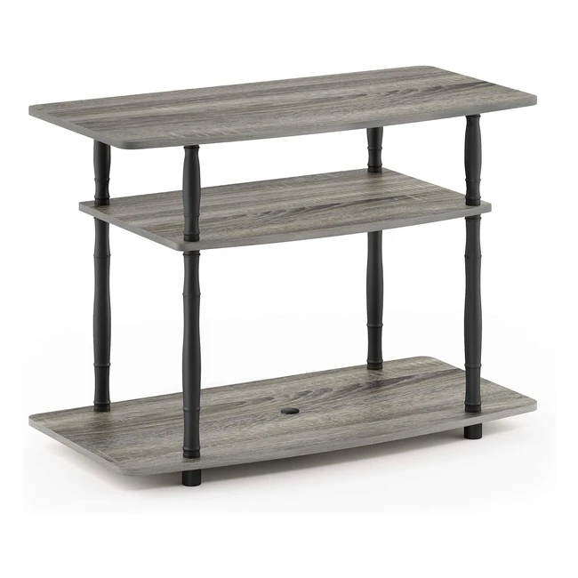 Furinno TV Stand French Oak Grey/Black Classic Tube - Toolless Assembly, Fits up to 32 inch TV