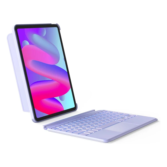 Inateck Tastatur Hülle für iPad Air 5/4 & iPad Pro 11 - Touchpad, 7-farbige Beleuchtung - QWERTZ KB04111 Lila