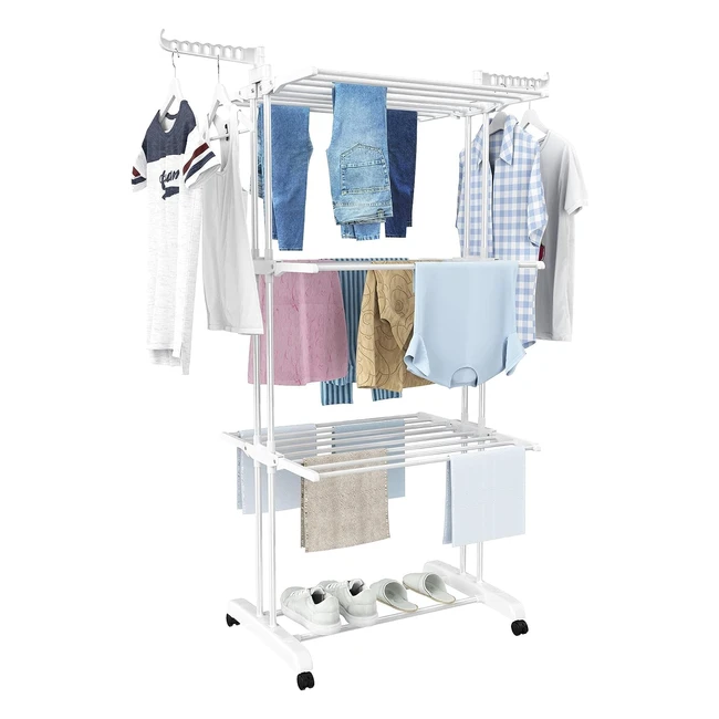 Homidec 4-Tier Clothes Drying Rack - Adjustable Large Stainless Steel - Indoor/Outdoor