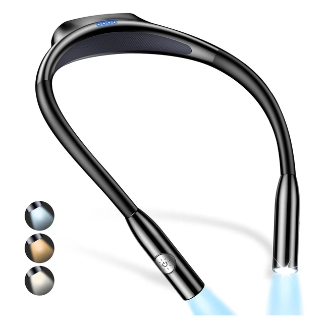 Gritin Neck Reading Light Rechargeable Book Light - Eye Caring 3 Colors Stepless