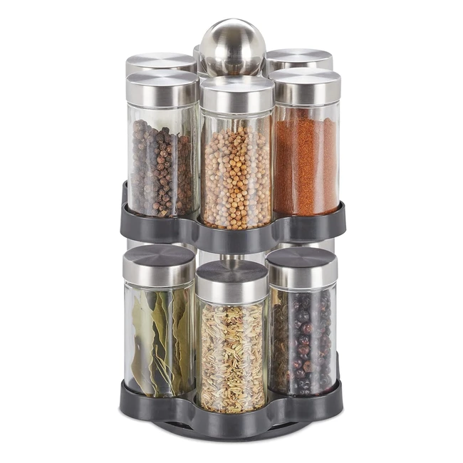 Organizador especiero giratorio Relaxdays 0 - 12 botes - Acero inoxidable - 360 