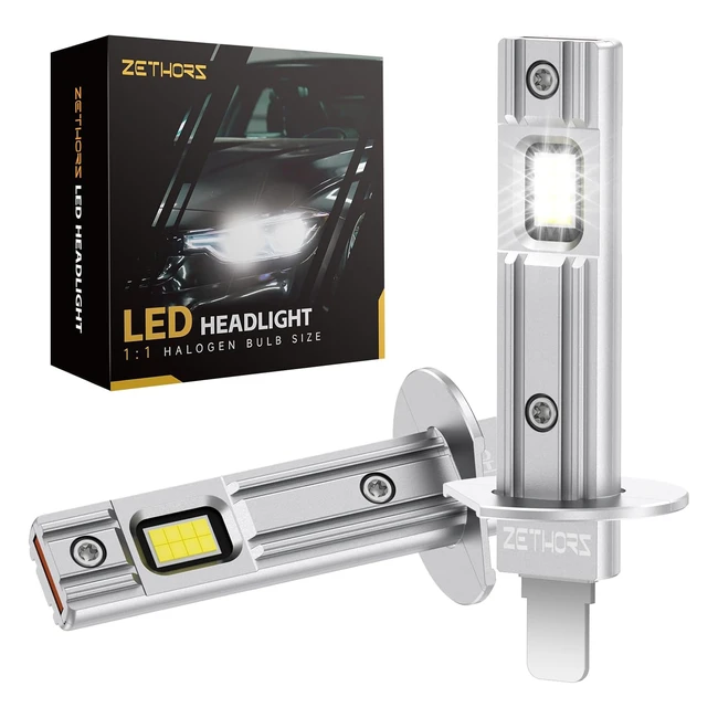 Zethors H1 LED Headlight Bulb 16000LM 60W - 400% Brighter Mini LED H1 Bulbs Car Conversion Kit - Pack of 2