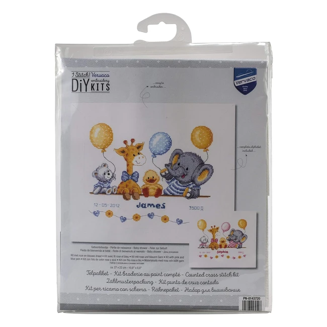 Vervaco Juego de Punto de Cruz Cumpleaños Diseño Animales - Referencia XYZ