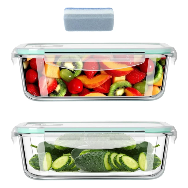 Leakproof Glass Food Containers 640ml - Set of 2 | Microwave & Dishwasher Safe