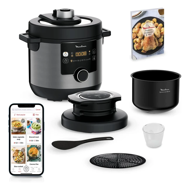 Moulinex Turbo Cuisine Fry Multicooker 15 in 1 CE7788 - Facile e Veloce - Funzioni Friggitrice ad Aria e Cottura a Pressione