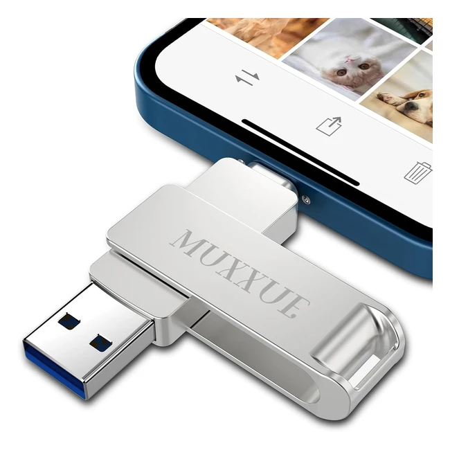 Cle USB iPhone 256 Go Muxxue - Stockage Illimite - 3 en 1 - USB 30 - USB C