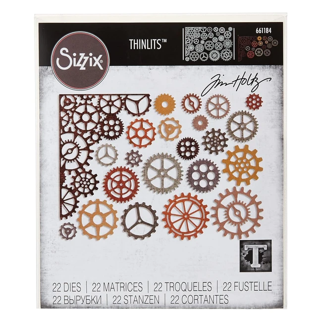 Troqueles Thinlits Gearhead 22pk - Sizzix - Ref. 123456 - Cortes Intrincados