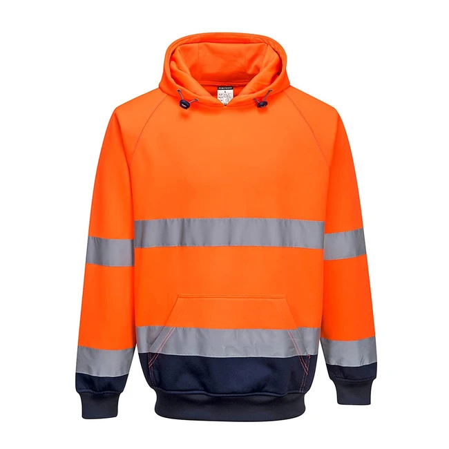 Portwest Two-Tone Hooded Sweatshirt XL Orange/Navy B316ONRXL Reflective Tape Kangaroo Pocket