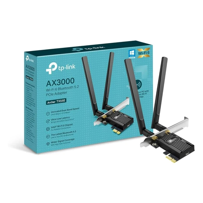 TP-Link AX3000 Dualband WiFi 6 PCIe Adapter - Low Latency, WPA3 Security, 2402 Mbps Speed - Archer TX55E