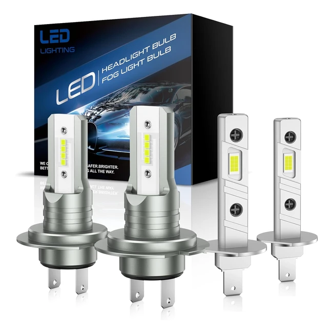 Pack 4 ampoules H7 H1 LED phare voiture 12V 6500K blanc froid 300 lumineuses CSP