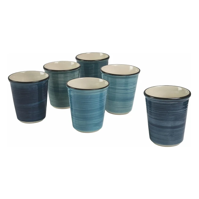 Set 6 bicchieri acqua ceramica Villa DEste Home Tivoli sfumature di blu