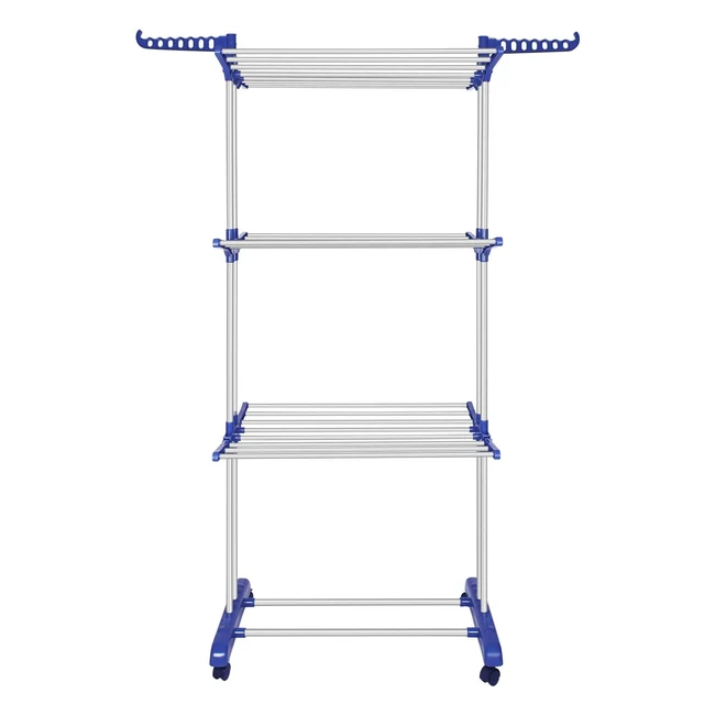 Innotic Clothes Drying Rack Foldable Standing Stainless 4Tier Airer BlueGrey