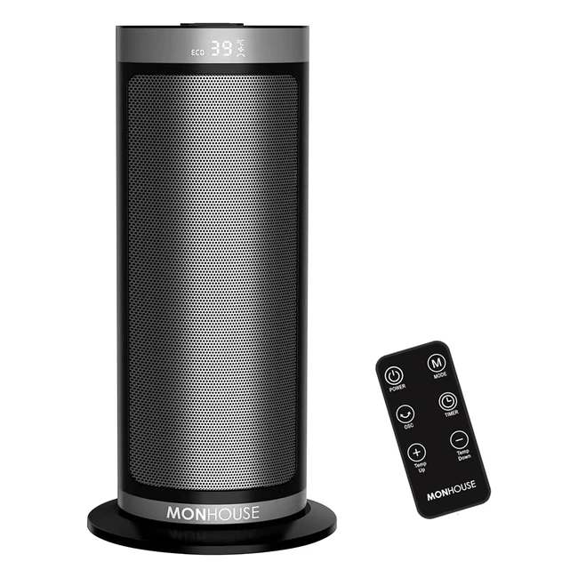 Radiateur Electrique Cramique Oscillant 120 Monhouse - Thermostat Minuterie 112H - Tlcommande - Mode Eco