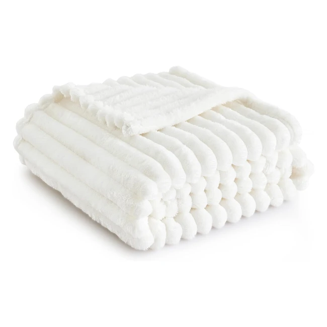 Bedsure Soft Fleece Throw Blanket - Fluffy & Cosy - Off White - 130x170 cm - Premium Microfiber - Lightweight & Warm