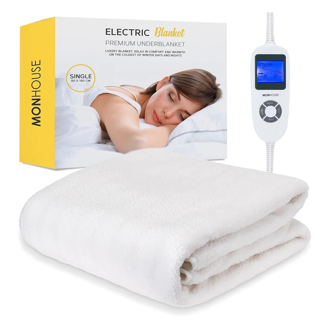 Monhouse Premium Soft Fleece Electric Blanket - Single 90x190cm - 9 Heat Setting