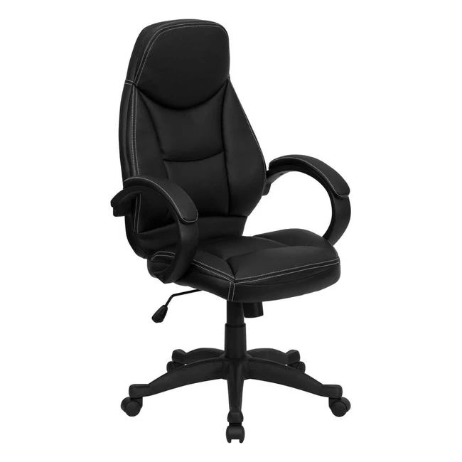 Chaise de bureau haut de gamme HHLC0005 dos cuir noir contemporaine