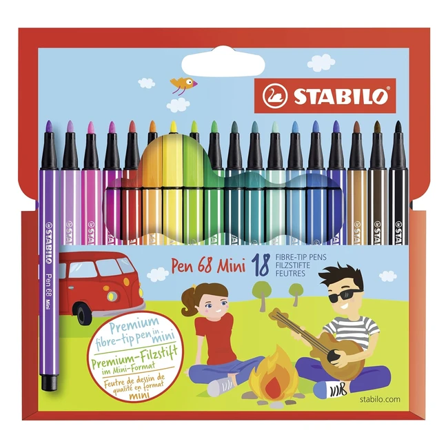 Pennarello Premium Stabilo Pen 68 Mini - Astuccio da 18 Colori Assortiti