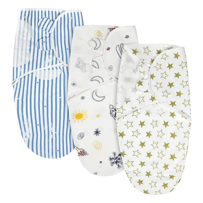 Vicloon Baby Swaddle Wrap 100 Cotton Newborn Blanket 03 Months Blue - Pack of 3