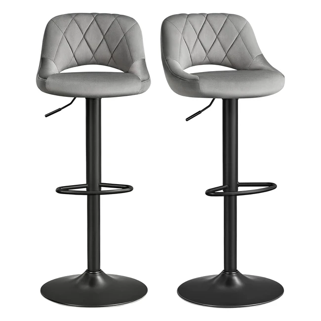 Set 2 Sedie da Bar in Velluto Grigio Scuro LJB072G01 - Songmics