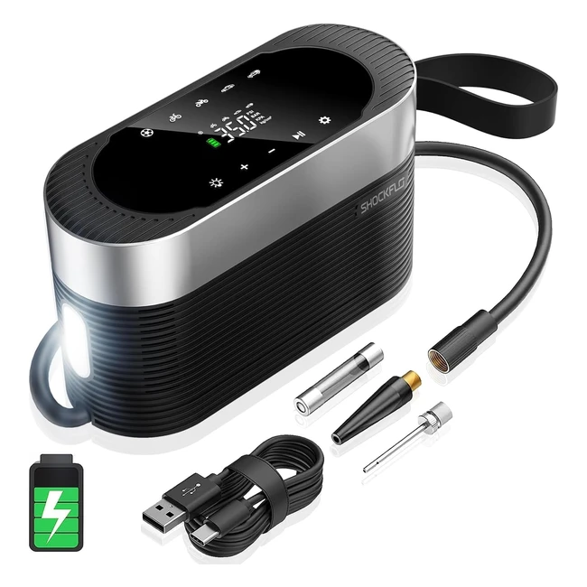Shockflo Compressore Aria Portatile 150psi Ricaricabile 7800mAh Mini Compressore Gonfiatore LED Moto Bici