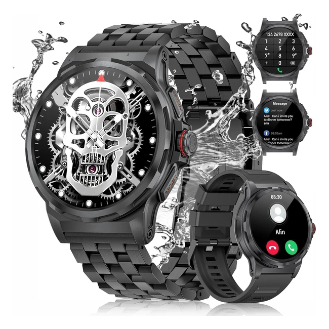 Montre Connectée Homme ESFOE Militaire Bluetooth Amoled 143 Cardio Sommeil 129 Sports Fitness Smartwatch Android iOS