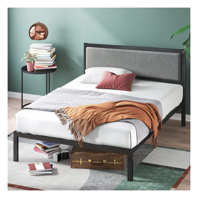 Zinus Korey 36 cm Metallbettrahmen mit Gepolstertem Kopfteil 100 x 200 cm Schwar